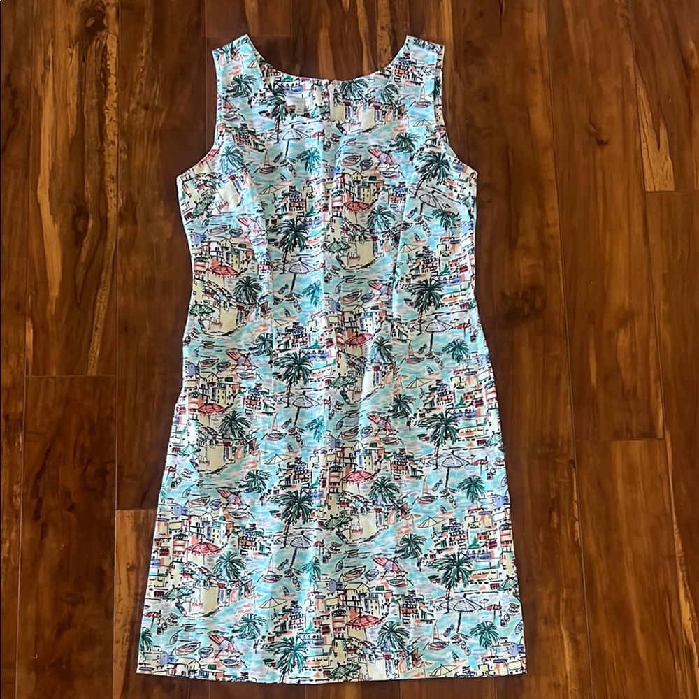 Talbots Colorful Beach Scene Dress